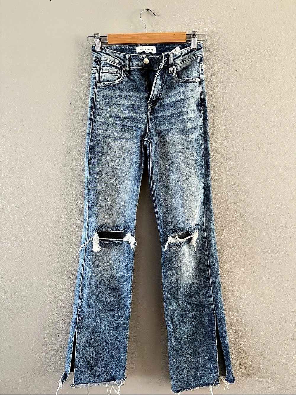 KanCan Distressed Flare Jeans in Blue